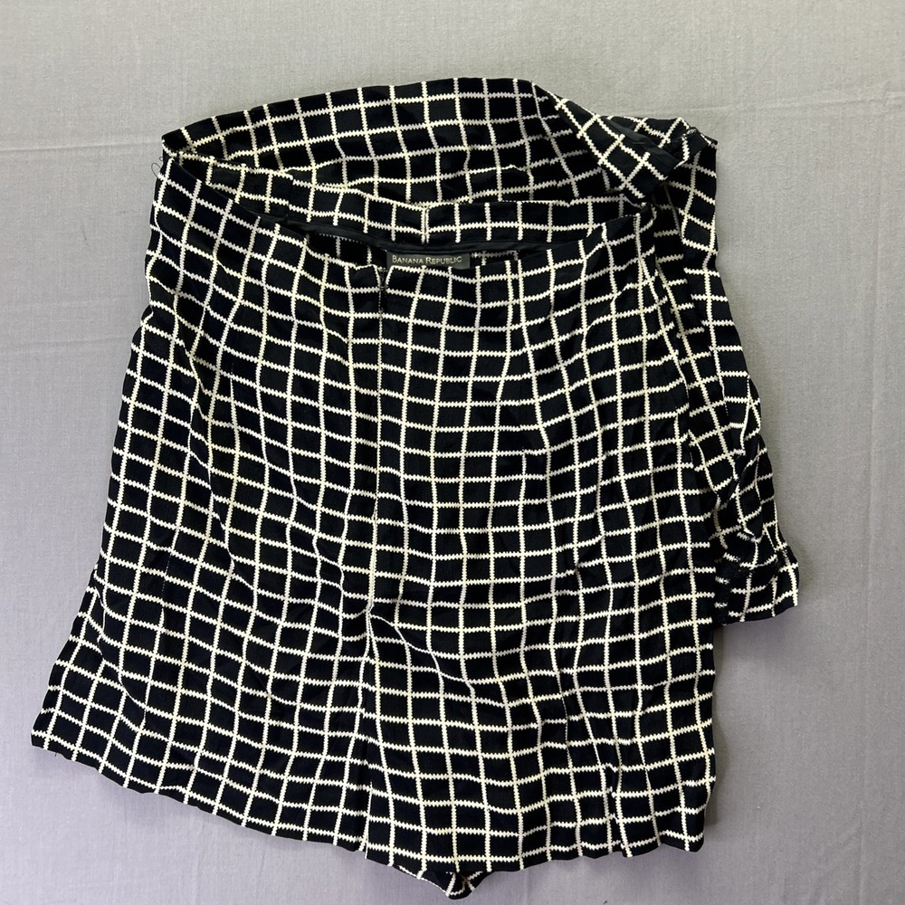 Banana Republic Black White Grid Pleated Mini Skort Womens 2 Preppy Windowpane